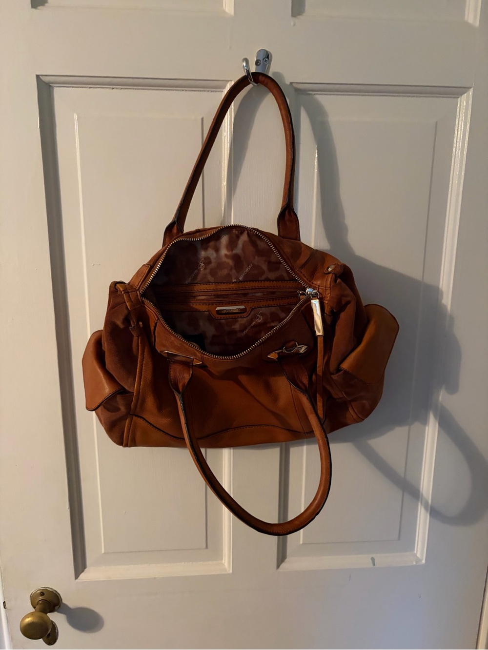 b. makowsky Tan Leather Slouchy Shoulder Bag